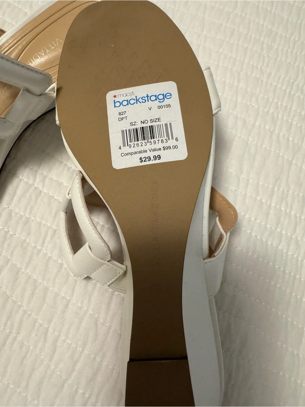 Adrienne Vittadini White Wedge Slide Sandals with Buckle Straps